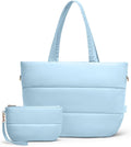 Puffer Tote Bag for Women, Lightweight Puffy Tote with Compartments, Shoulder Bag Crossbody Bags for Women Travel, Work, Gym