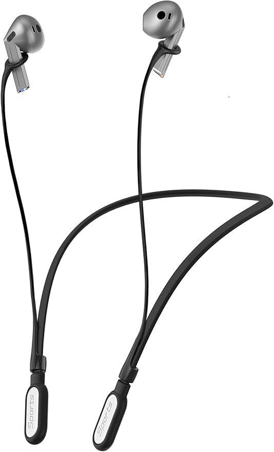 HALLJOY for Galaxy Buds 4/4 Pro/Buds 3/3 Pro Strap Neckband, Anti-Lost Accessories, Support Volume Control, Ergonomic Design, Fit Airpods Pro 3/2/1, Airpods 4, 3, 2, 1, Black Band/White Tip