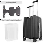 Apelila 20" Ride-On Suitcase with Seat, Double Handle Carry On Luggage with Mesh Pocket & Side Hooks, Hard Shell Spinner Wheels, TSA Lock & Seat Belt