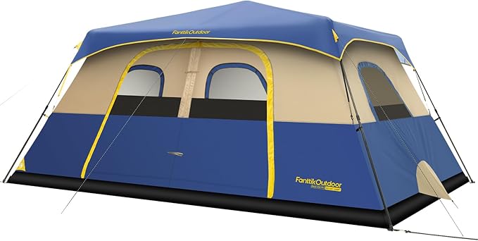 FanttikOutdoor Camping Tent 4/6/8/10 Person Instant Cabin Tent Setup in 60 Seconds with Rainfly & Windproof Portable with Carry Bag for Family Camping & Hiking, Upgraded Ventilation, Navy Blue