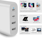 Amazon Basics 100W Four-Port GaN Wall Charger with 2 USB-C (100W, 18W) & 2 USB-A Ports (12W), PD 3.0, Foldable Plug, Portable Multi-Device Charging for Laptops, Tablets & Phones, White