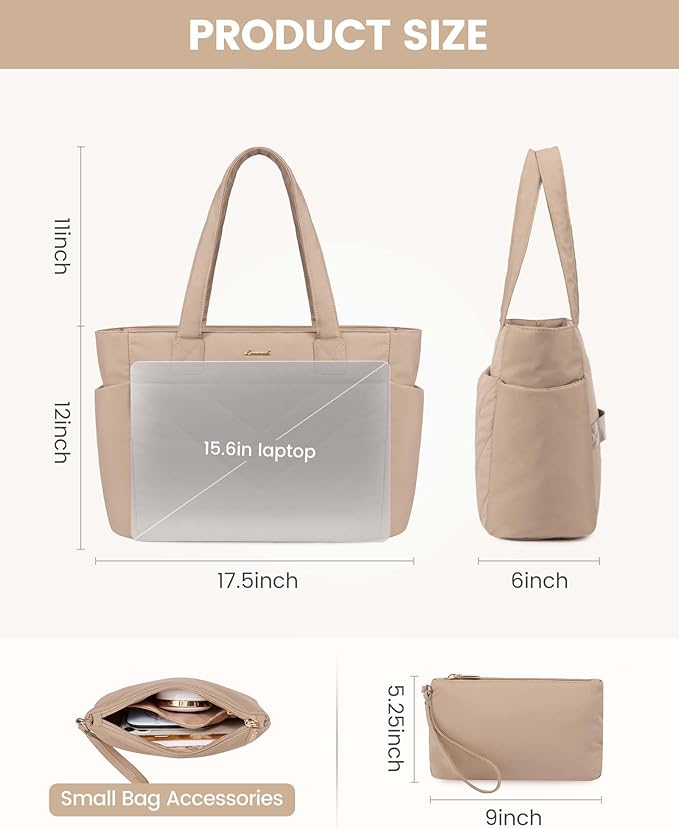 LOVEVOOK Tote Bag for Women, Puffer Work Travel Handbag with Zipper for Teacher Nurse, Quilted Cute Laptop Shoulder Gym Bag
