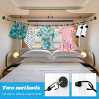 Magnetic Retractable Clothes Line for Cabin, Rubber Coated Non-Scratch Strong Magnets, Ship Approved Clothesline for Cruise Ship Essentials for Camper Hotel Room