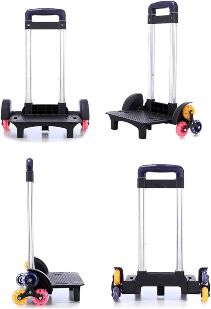 Backpack Trolley with Wheels, Foldable Luggage Trolley,6 Wheels Rolling-Luggage Carts, Aluminium Alloy Travel Hand Trolley for Bags Lunch Backpack