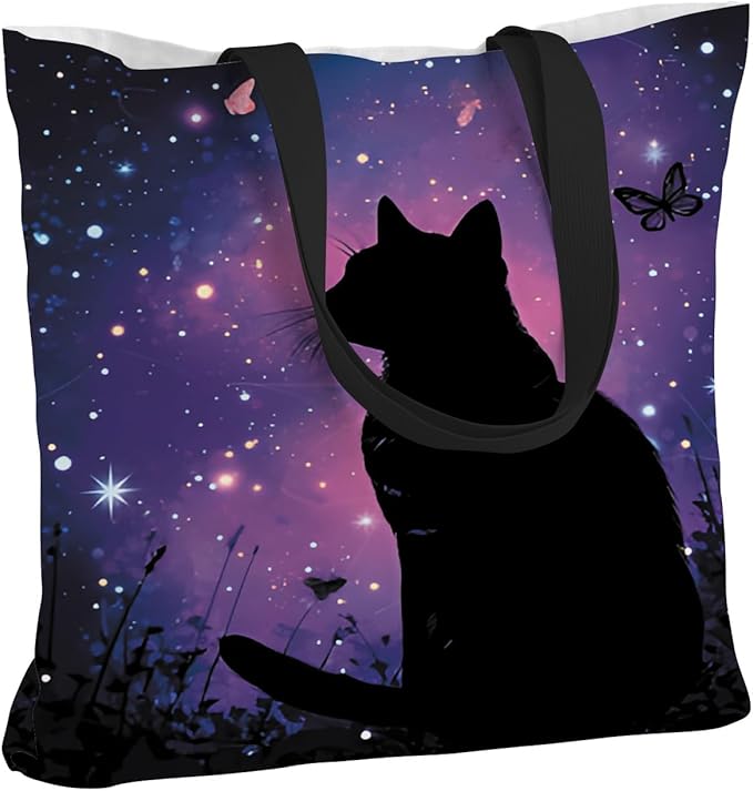 ANNA QUEEN Cat Tote Bag Shoulder Bag Handle Bag for Gym Yoga Picnic Beach Kitchen Reusable