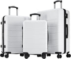 Sweetcrispy 3 PCS Luggage Set, Spinner Wheels Lightweight Expandable Travel Hard Shell Suitcase with TSA Lock, Cream White(20/24/28 inch)