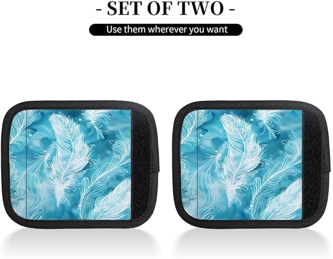 Abstract Feather 2 Pack Luggage Handle Wrap Set of Neoprene Luggage Tags for Suitcases Bag Strap Wrap Cover Travel Airplane Accessories Covers Markers Sleeve Grips Identifiers Cruise