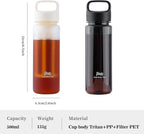 Cold Brew Coffee Maker 15oz, Iced Coffee Maker with Fine Mesh Filter,Cold Brew Travel Cup,Leakproof and Portable Lid (Black)