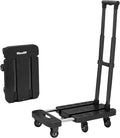 Adjustable Folding Flatbed Cart Portable Hand Truck with Smooth Rolling Wheels Extendable Platform for Home & Office Use (Black)