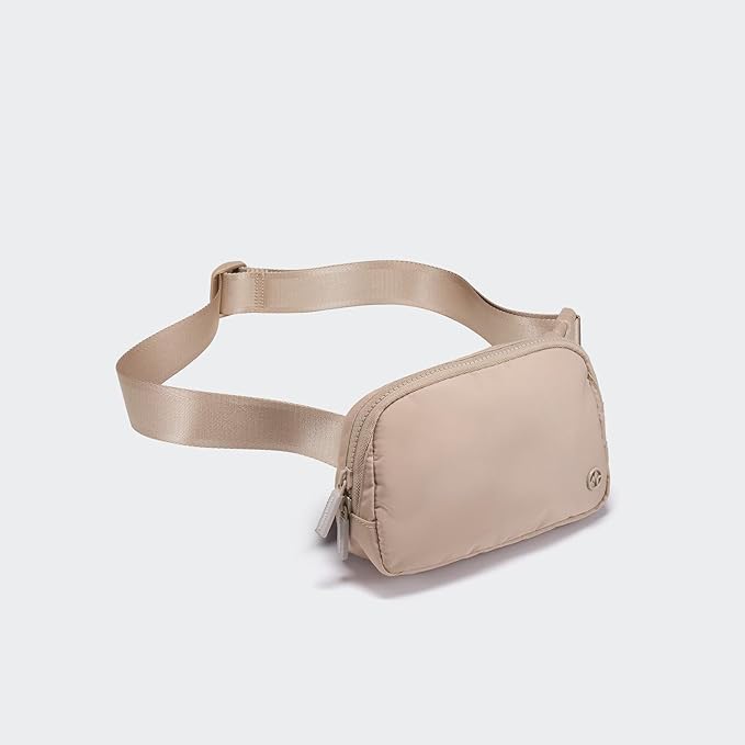 Pander Two Way Zipper Fanny Pack Nylon Everywhere Belt Bag for Women, Water Repellent Waist Packs, Crossbody Bags with Adjustable Strap (Raw Linen).