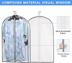 Mskitchen Hanging Clothes Storage with 4" Gusseted Garment Covers (Set of 6) - Clear Suit, Sweater, Shirt, Jacket Protectors for Closet - 24"x 32"x 4" / 6 Pack