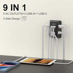 Multi Outlet Extender Surge Protector - POWERIVER Multi Plug Wall Outlet with 5 AC Outlets and 4 USB Ports(2USB C), 1680 Joules, Outlet Splitter for Home School Office, ETL, Black