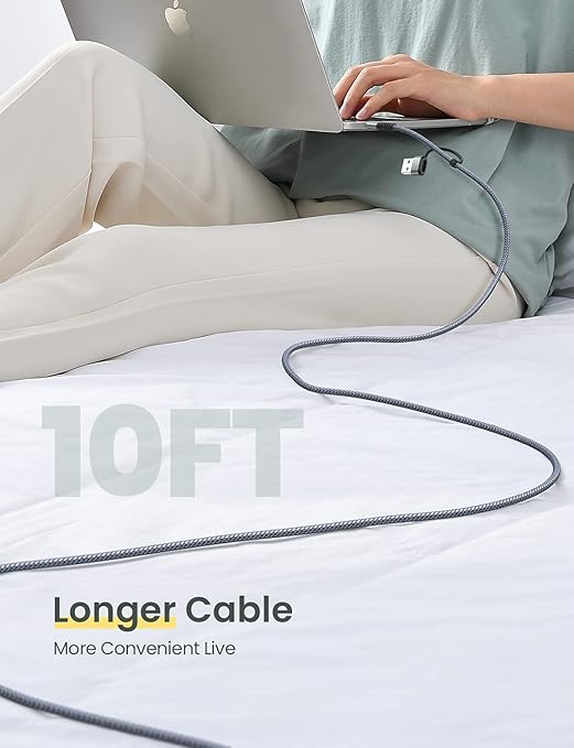 AINOPE 10FT USB C Cable Fast Charging with USB Adapter, Woven 60W USB to USB C Cable Type C Charger Fast Charging 10FT Long USB-C Cables for iPhone 17 Pro Max Air 16/15/14 Xbox X/S Wireless Controller