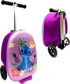 Disney Stitch 2-in-1 Kids Scooter Suitcase & Ride-On Carry-On Luggage Lightweight Travel Case with Built-in Kick Scooter