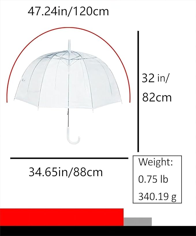 Clear Bubble Umbrella - Automatic Opening Clear Dome Umbrella with the Stylish J-Shaped Handle for Men and Women, Wedding, Outings and Large Group Gatherings, Graduations, Proms, or Daily City Walks