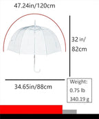 Clear Bubble Umbrella - Automatic Opening Clear Dome Umbrella with the Stylish J-Shaped Handle for Men and Women, Wedding, Outings and Large Group Gatherings, Graduations, Proms, or Daily City Walks