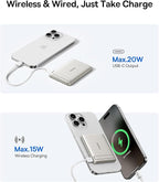 Baseus Smallest Qi2 Certified 15W MagSafe Portable Charger, 0.5" Ultra Slim 5000mAh Bundle with Portable Charger with Built in Cable, 100W Laptop Power Bank 20000mAh, Travel Essential Fast Charging