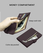 Karmiir RFID Passport Holder Travel Wallet for Women, Leather Passport Cover with Card Holders SIM Slots, Zippered Coins Pocket and Cash Slot Slim Compact Travel Wallet (Coffee)