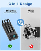 Portable Charger 40000mAh Power Bank - PD 22.5W Fast Charging Battery Pack, Built-in Cable Phone Charger 4 Output 3 Input, Compatible with iPhone 16 15 14 13 Android Samsung