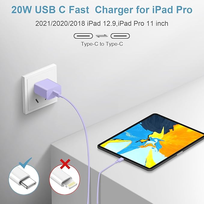 3FT iPhone 17 16 15 Charger Fast Charging USB C Charger Block Type C Chagrer Fast Charging 2-Pack for iPhone 17/17 Plus/17 Pro/17 Pro Max/iPhone 16/16 Plus/16 Pro/16 Pro Max/15 Pro Max/Samsung(Purple)