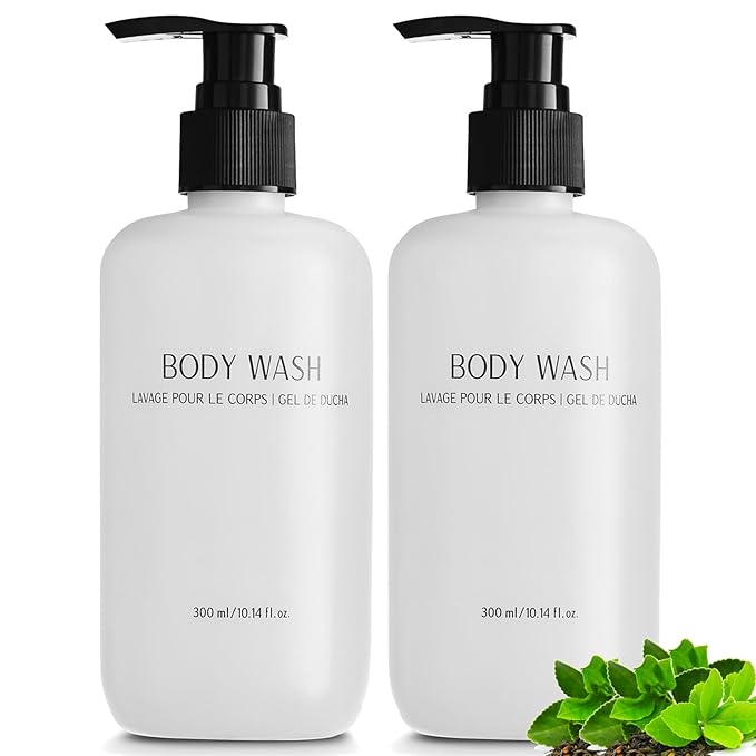 Shampoo Conditioner Body Wash and Lotion Kit 4 Pump Bottles Per Case Each 10.14 Fl oz/300 ML Aloe vera, Green Tea Extract Infused Hotel Toiletries
