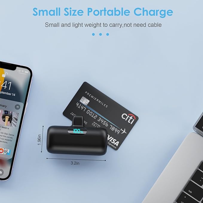 [2 Pack]Small Portable Charger for iPhone14/13,Upgraded 5000mAh PD Fast Charging Power Bank,Mini Portable Phone Charger Compatible with iPhone 14/14 Pro Max/13/13 Pro/12 Pro/11/XR/X/8/7/6-Black+Blue