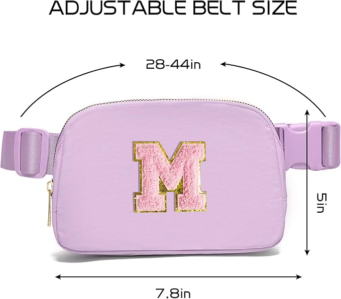 Gitus Belt Bag Fanny Pack Crossbody Bags with Initial Letter Patch Cute Stuff Birthday Gifts for Teenager Girls Trendy Preppy Stuff for Teen Girls Cool Stuff for Teens (Lavender-M)