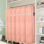 KEEGH Garment Bags for Hanging Clothes 60" (Set of 6) Dress Garment Bags for Storage Suit Bags for Closet with Zipper and Eye-Hole for Folding for Suit Coats Dresses, Pink