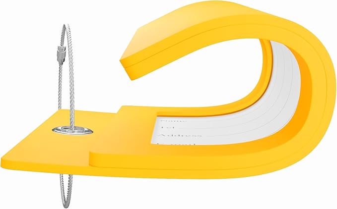 Gostwo 2 Pack Luggage Tags for Suitcases, 26 Initial Letter Travel Luggage Baggage Identification Labels ID Tag Fully Bendable Tags with Stainless Steel Loop (Yellow) (Letter F)