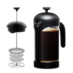 OVENTE French Press Coffee Maker 34 Ounce with Heat Resistant Borosilicate Glass & Stainless Steel 4-Level Filtration System, Portable Cold Brew Coffee Maker for Travel, Camping or Gift, Black FPB34B