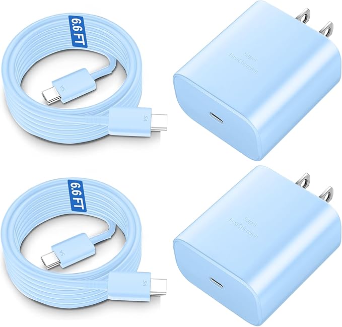 Super Fast Charger USB C, 45W Type C Charger Fast Charging Cable Block for Samsung Galaxy S26 S25 S24 S23 Ultra/S26 S25 S24 S23 S22 S21 S20/Note 10/20, PPS Wall Charger with 6.6FT Cord-Blue