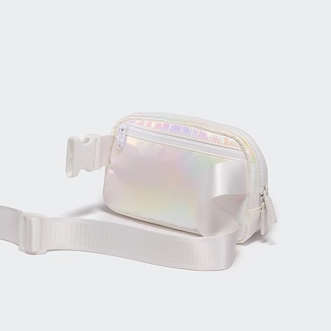 Pander Two Way Zipper Fanny Pack Nylon Everywhere Belt Bag for Women, Water Repellent Waist Packs, Crossbody Bags with Adjustable Strap(Iridescent).