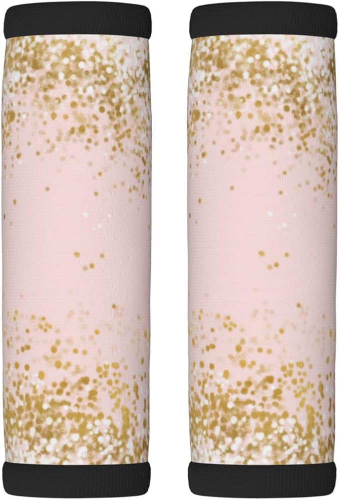 2 Pack Blush Pink White Gold Confetti Sparkle Luggage Handle Wraps Suitcase Tags Identifiers for Travel Accessories