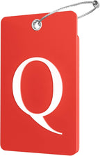 Gostwo 2 Pack Luggage Tags for Suitcases, 26 Initial Letter Travel Luggage Baggage Identification Labels ID Tag Fully Bendable Tags with Stainless Steel Loop (Red) (Letter Q)