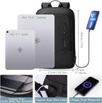 hk Backpack for Men Business Slim Backpack with USB Charger Computer Lightweight Anti-theft Travel Backpacks 15.6 inch Water Resistant Laptop Bag for Work Office College-Black