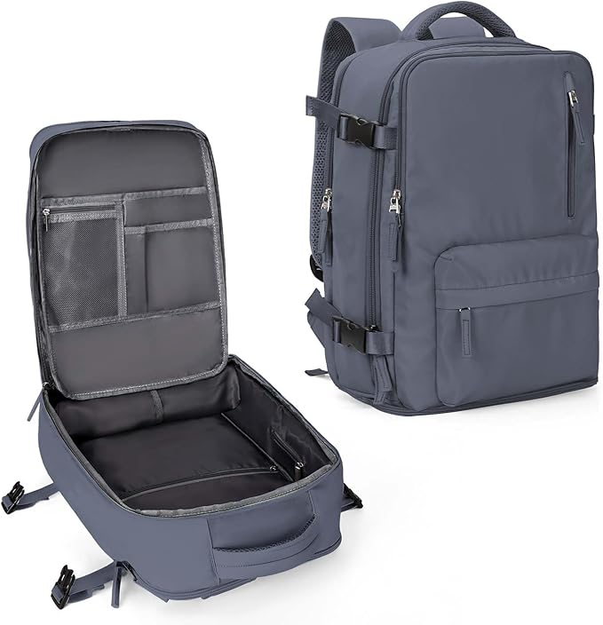 WONHOX Travel Backpack Women, Carry On Backpack for Men, Hiking Laptop Backpack Waterproof Outdoor Sports Rucksack Casual Daypack, Grey Blue