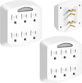 6-Outlet Extender 2 Pack, 3-Prong Ground Wall Tap Adapter with Safety Cap & LED Guide Light, Cruise Essentials, Multiple Plug Electrical Outlets Splitter for Home, Office, Dorm Room, ETL Listed, White