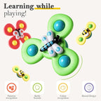 ALASOU 3PCS Suction Cup Spinner Toys for 1 Year Old Boy Girl|Spinning Top 12 18 Months|1 2 Year Old Boy Birthday Gift|Baby Bath Toy for Kids Ages 1-3|Sensory Airplane Travel Toy for Infant Toddlers