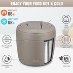 wiwens Thermo Food Jar for Hot Food Adults 32OZ Soup Thermo Lunch Containers Wide Mouth Vacuum Insulated Stainless Steel Leakproof Bento Box with Spoon (Khaki)