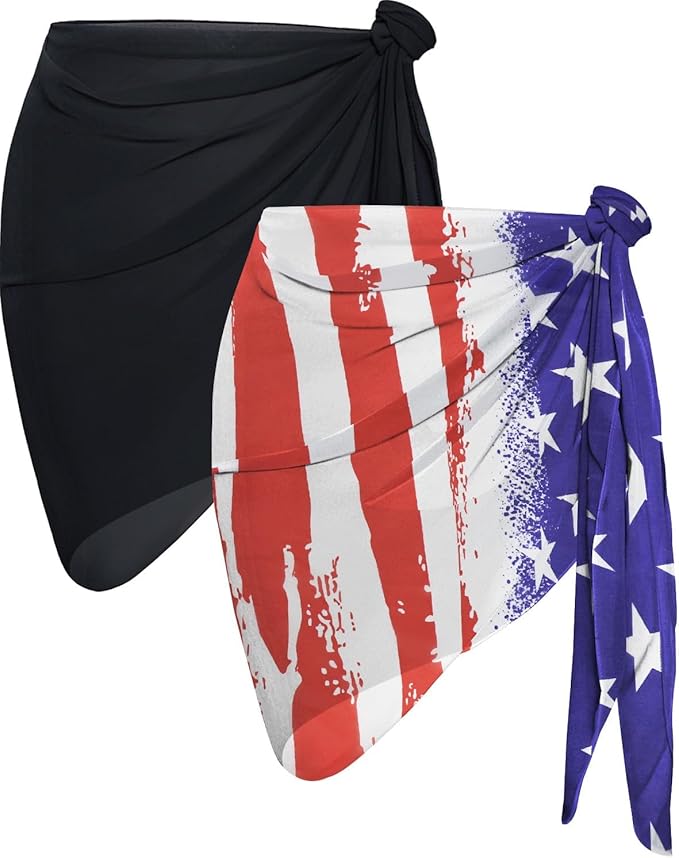 CHICGAL 2 Pieces Women Beach Sarong Bathing Suit Wrap Skirt Sheer Bikini Swimsuit Cover Ups for Swimwear