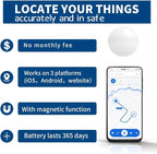Mini GPS Tracker for Vehicles - No Monthly Fee Car Tracker with Anti-Loss, Location History & Long Battery Life, Compatible with Android ﻿ ﻿ (White)