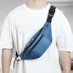 1PCS Crossbody Fanny Pack Large Capacity Waist Bag with 4-Zipper Pockets Adjustable Strap Fanny Packs Waterproof Oxford Cloth Travel Belt Bag for Outdoor Shopping Travel Men Women,Blue