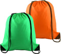 PLULON 2Pcs Drawstring Bags Bulk Drawstring Backpack Green Orange String Backpack Cinch Sack Sport Gym Backpack Bags for Yoga Traveling Outdoor Sports