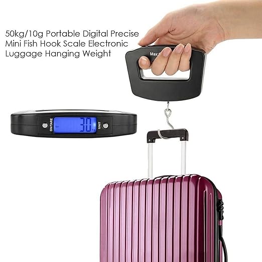 Portable Portable Travel Luggage Electronic Scale, Digital LCD Hanging Suitcase Weighing Scale 110 pounds/50 kilograms, Fishing, Luggage, Gifts (Luggage Strap)