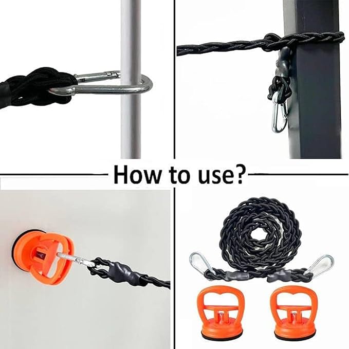 Retractable Portable Clothesline for Travel，Tri-Braided Clothing line with Strong Suction Cups and Metal Hooks, for Indoor Laundry Drying line,Outdoor Camping Accessories, Without Clothes Clips