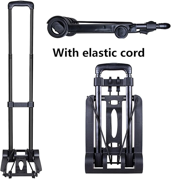 Eujgoov Small Folding Hand Truck 2 Wheels Dolly Portable Luggage Trolley Cart Lightweight for Travel Shopping