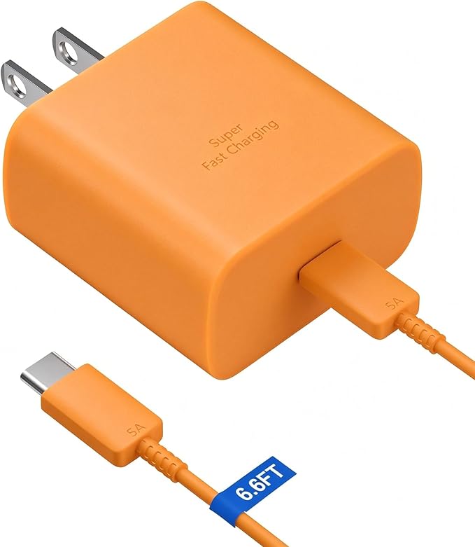 45W Super Fast Charger USB Type C Charger Cord 6.6FT with Android Phone Charger Fast Charging Block for Samsung Galaxy S25/S25 Ultra/S25+/S24 Ultra/S24/S24+/S23 Ultra/S23/S22/S20/S21/Note 10/20,Orange