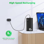 PSOOO Portable Charger 27000mAh 65W PD Fast Charging Power Bank, 3-Port External Battery Pack with LED Flashlight, Compatible with iPhone, Samsung, MacBook, Tablet, Travel & Outdoor Use (Black)