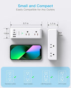 PD 30W Surge Protector Outlet Extender, Rotating Plug, One Beat 6 AC Multi Plug Outlet with 4 USB Ports (2 USB C), 1800J, 3-Sided Swivel Power Adapter with Spaced Outlet Splitter for Home Office Dorm