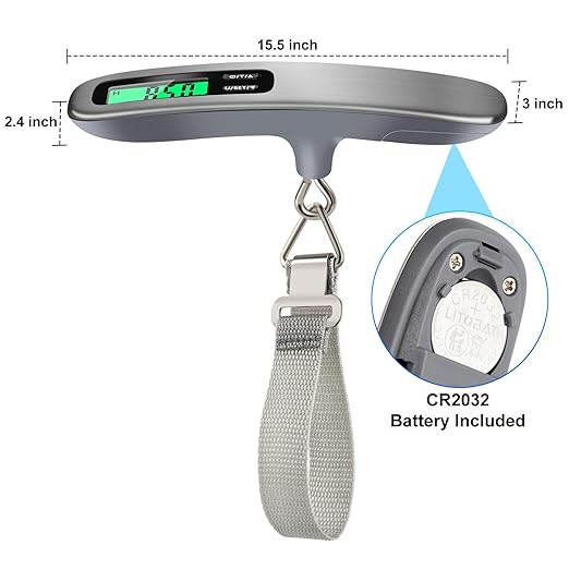 Digital Luggage Scale for Travel, 110lbs (50kg), Portable Weighing Scale for Luggage with LCD Backlit, Suitcase Scale with Luggage Tag, Hanging Baggage Scale, Accuracy 10 Grams